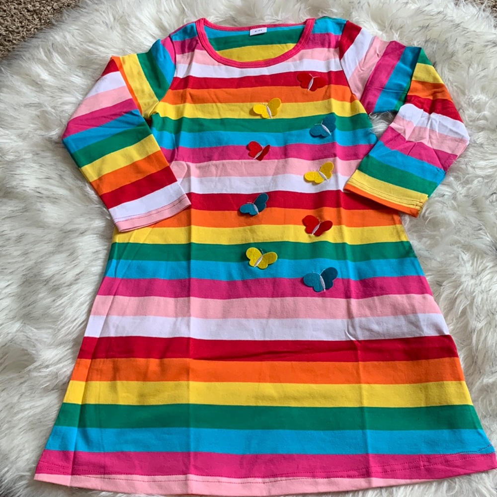 Akyzic multicolor dress with butterflies size 6-7